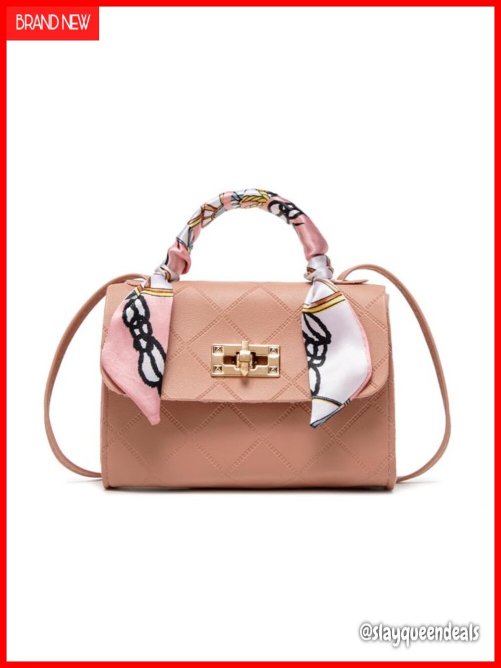 Small Crossbody Handbag Quilted Underarm Shoulder Bag Magnetic Lock Adjustable